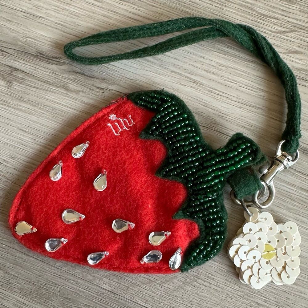 Lilu Embellished Felt Strawberry Change Purse - Summer Fruit! Adorable!